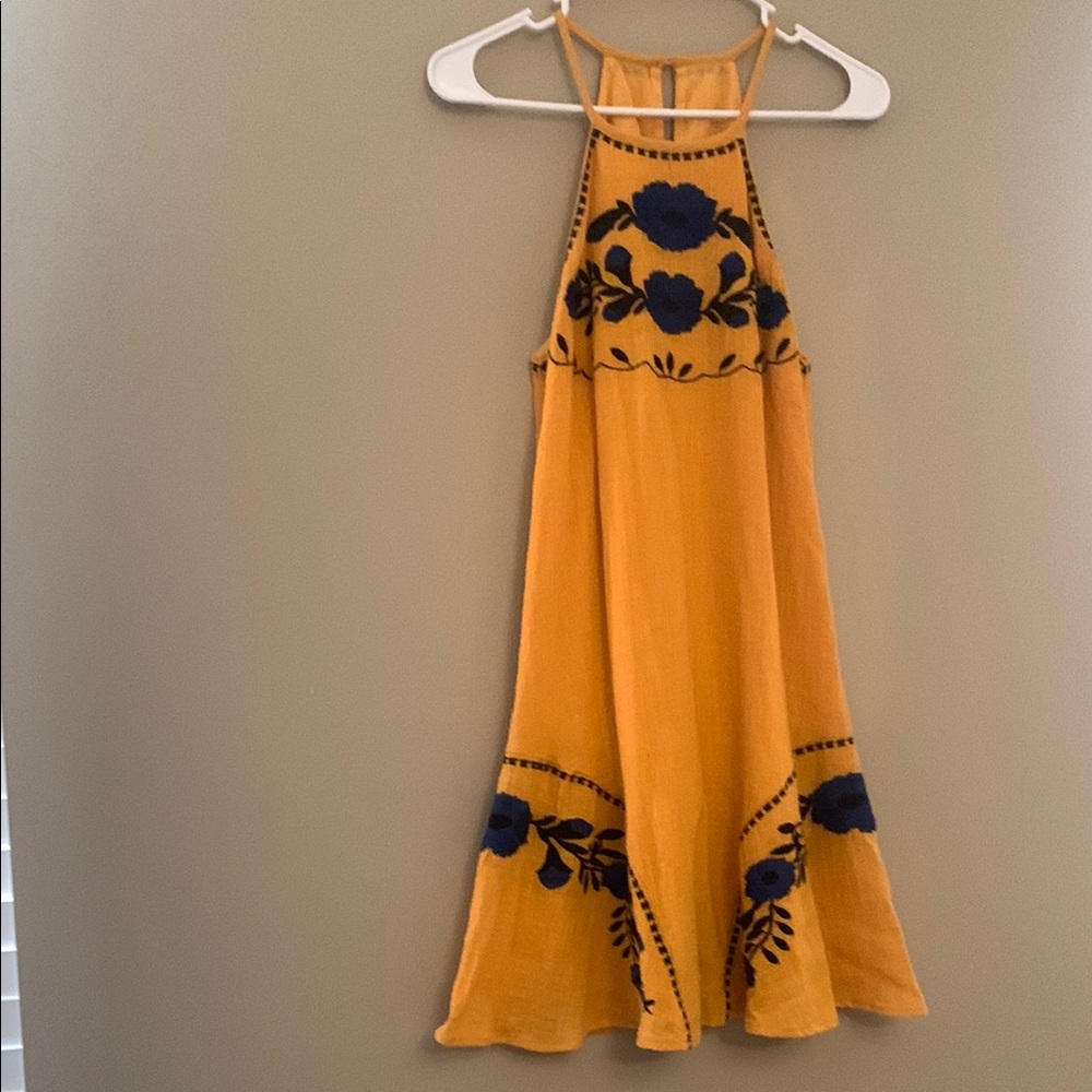 THML Yellow and Blue Ruffled Tiered Sundress